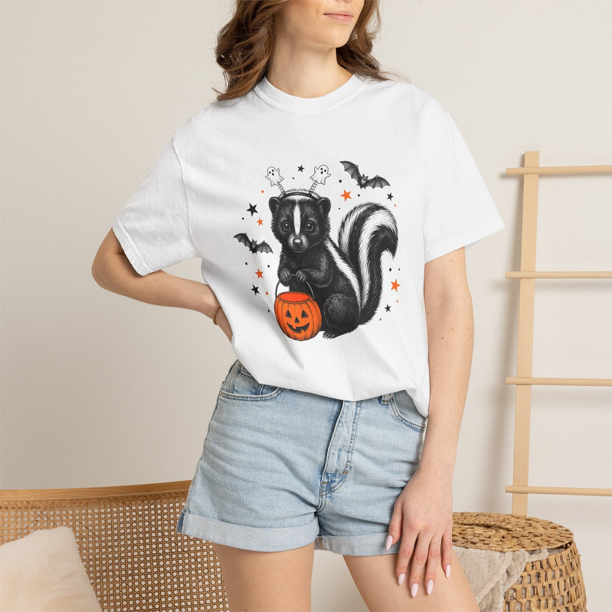 Skunk Spooky Shirt Halloween Animals Seasonal Gift Women product image 7