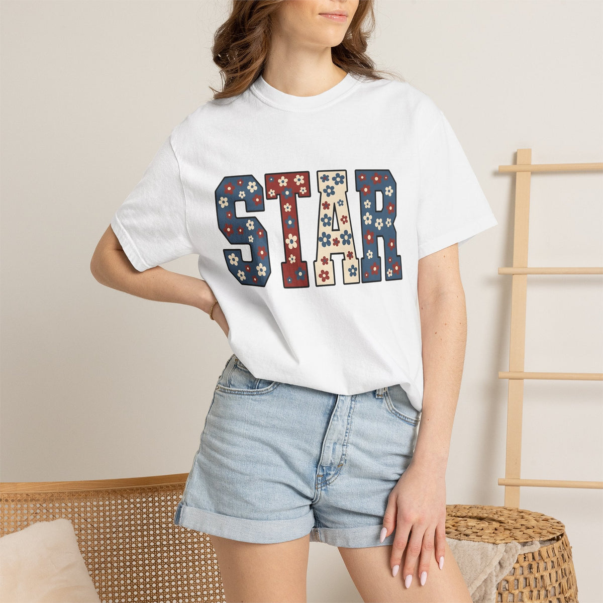 Flower Star Lettering Shirt 4th Of July America Unisex Gift product image 6