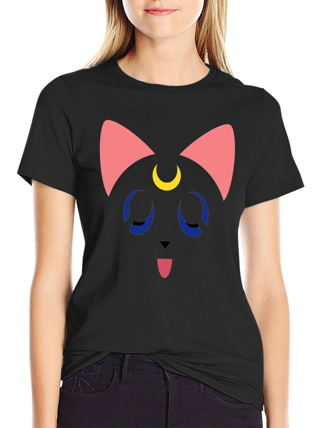 Luna Cat Graphic T-Shirt - Black product image 1