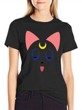 Luna Cat Graphic T-Shirt - Black product image 1