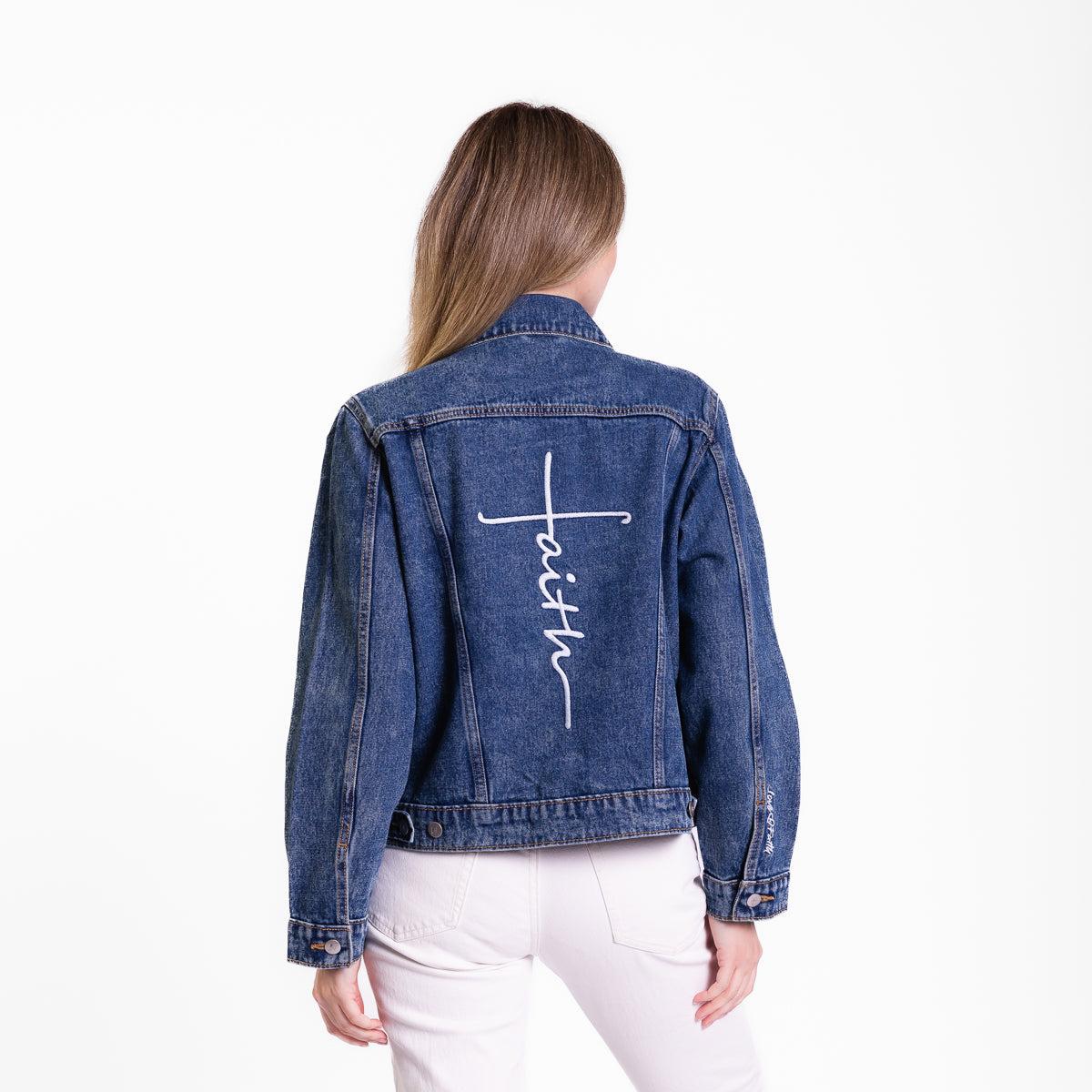 Vintage Washed Faith Cross Denim Jacket