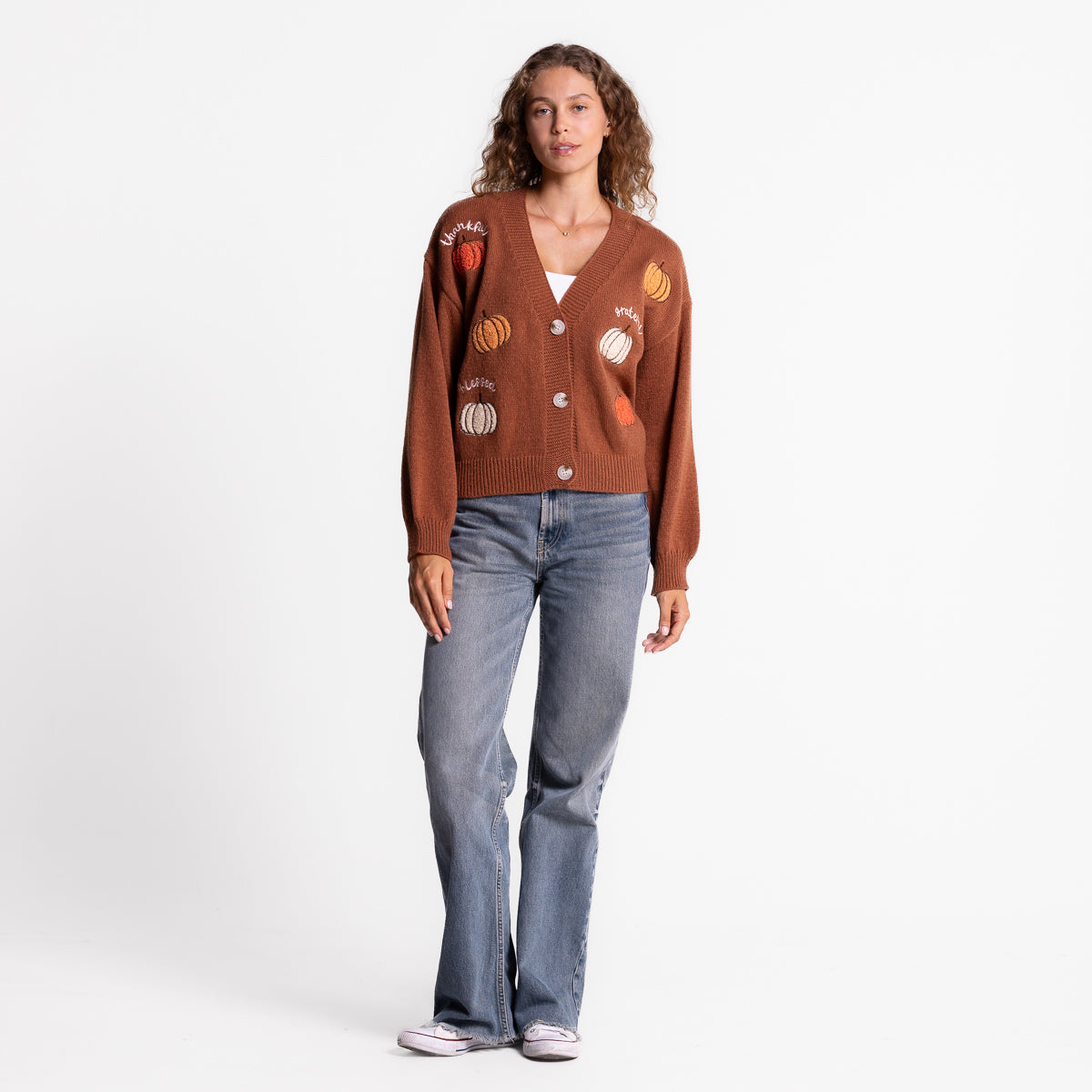 Thankful Grateful Blessed Pumpkins Embellished Cardigan product image 5