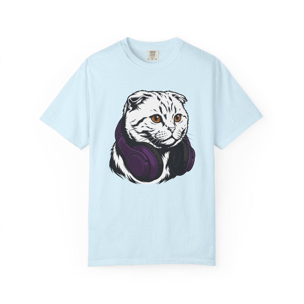 Cat Headphones Shirt Music Gift Women Bold Graphic Tee product image 2