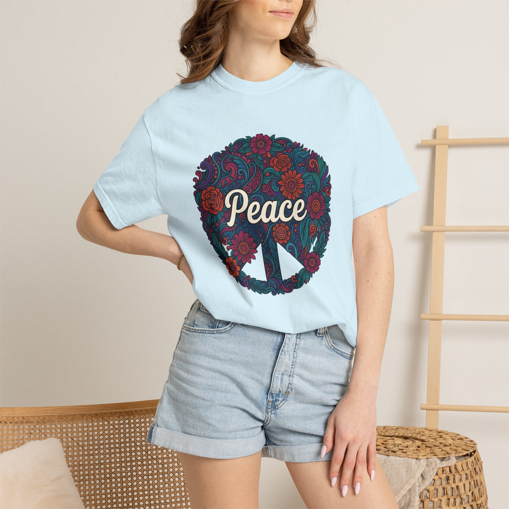 Peace Sign Floral Shirt Hippie Festival Unisex Gift Boho product image 9