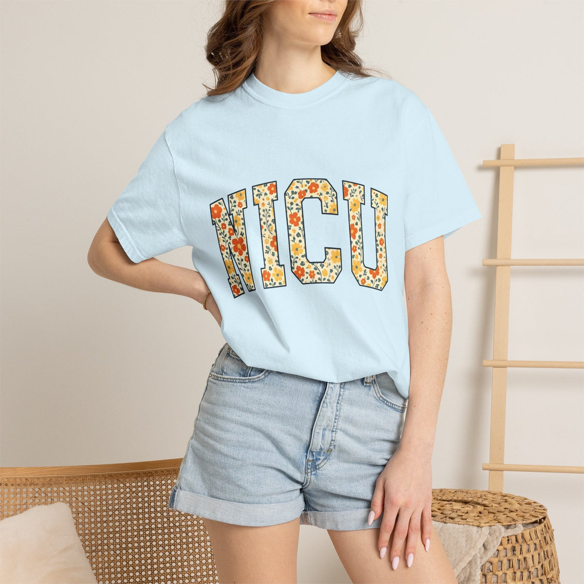 Floral Varsity Letters Boho T-Shirt – Nurse Pride Flower product image 9