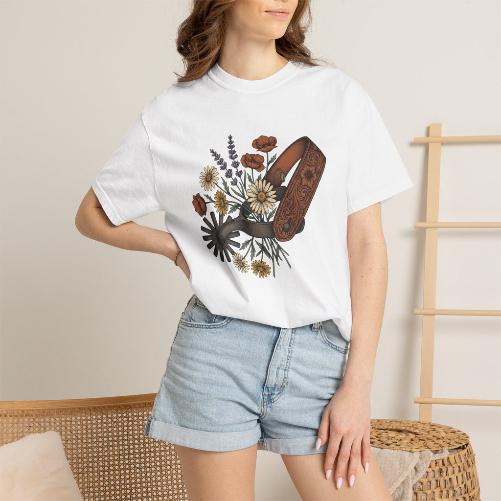 Cowboy Spur Shirt Cowgirl Blossom Gift for Women Rustic Tee product image 6