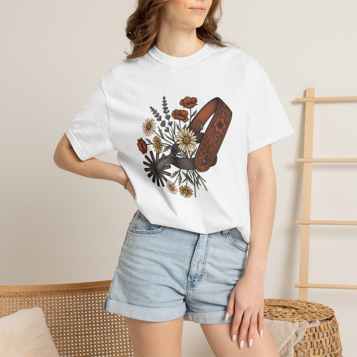 Cowboy Spur Shirt Cowgirl Blossom Gift for Women Rustic Tee product image 6