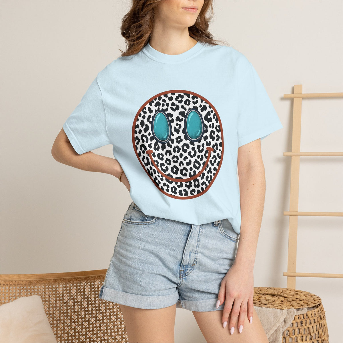 Leopard Print Smiley Face Shirt Animal Boho Unisex Gift product image 9