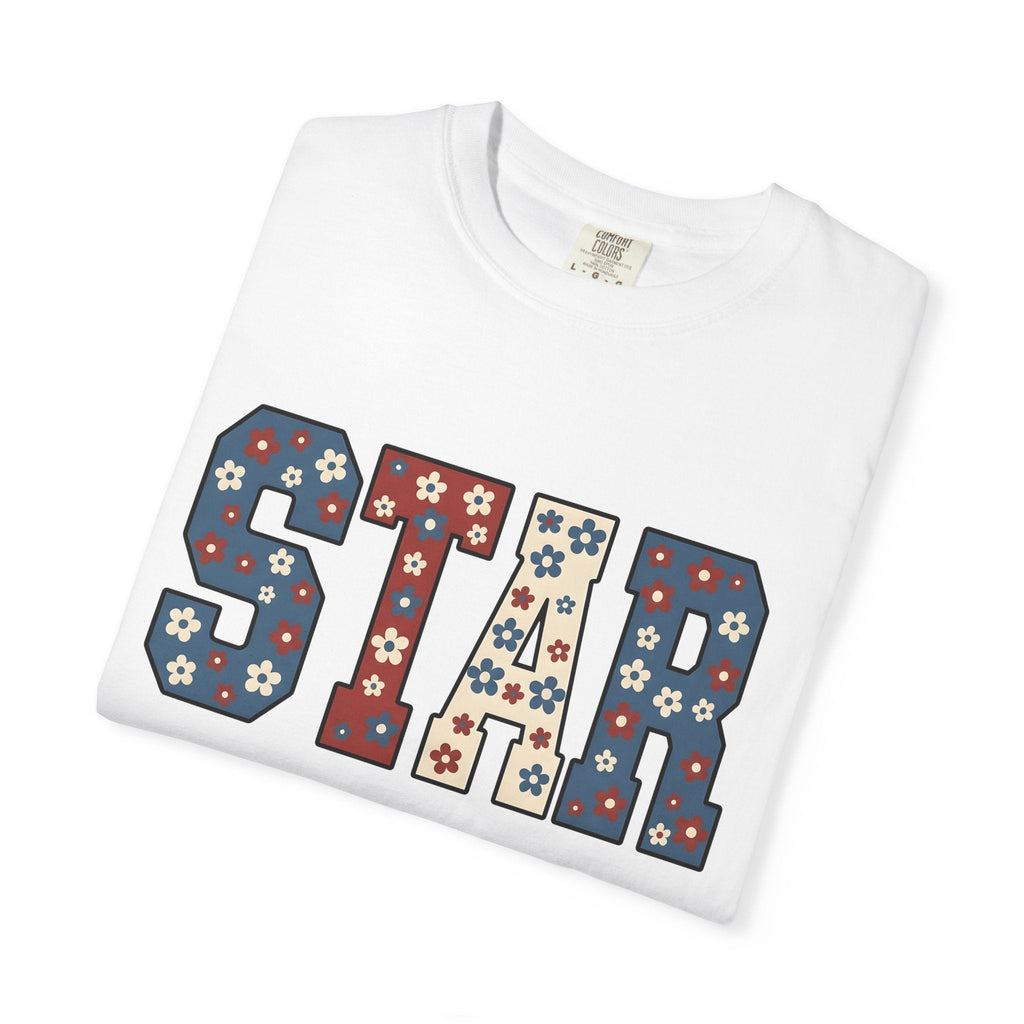 Flower Star Lettering Shirt 4th Of July America Unisex Gift product image 5