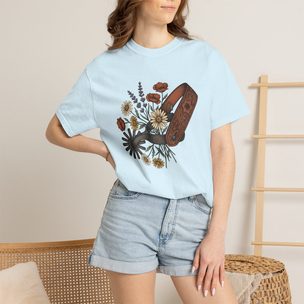Cowboy Spur Shirt Cowgirl Blossom Gift for Women Rustic Tee product image 9