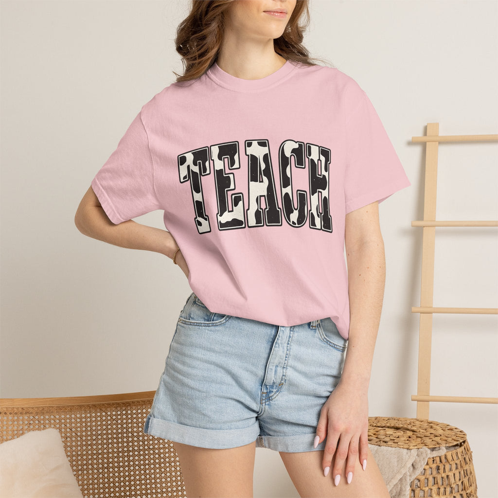 Cow Print Text Shirt Teacher Animal Unisex Gift Bold Tee product image 12