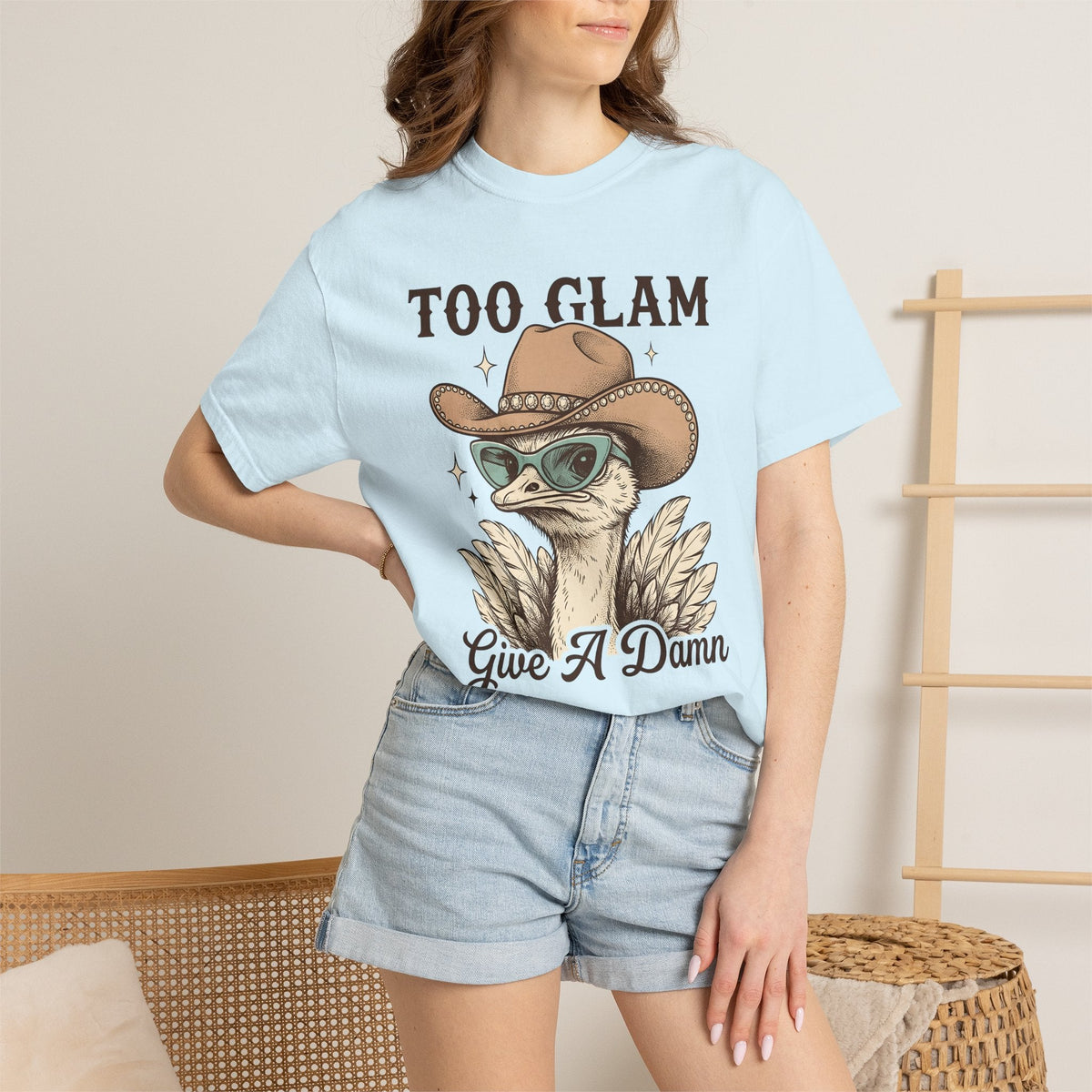 Ostrich Cowboy Hat Shirt Cowgirl Fauna Gift for Women Line Art Tee Cowboy Hat