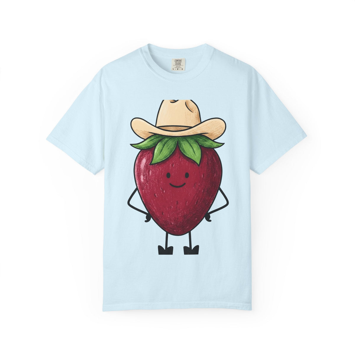 Strawberry Cowboy Shirt Cowgirl Fruit Gift Women Cartoon Tee Cowboy T-Shirt Rodeo Fan Comic Tshirt Berry Illustration Doodle Cowboy Hat