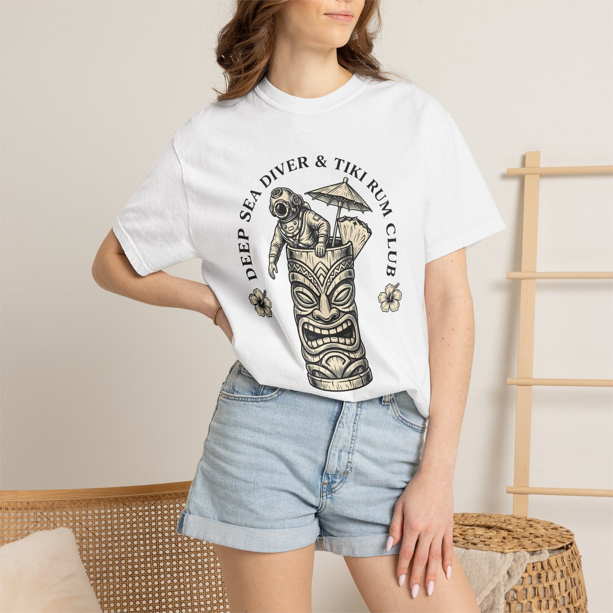 Tiki Mug Diver Shirt Drinks Tropical Unisex Gift Vintage Tee Scuba Diver T-Shirt