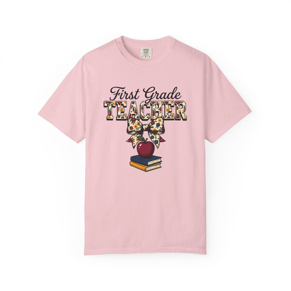 Apple Books Bow Shirt Teacher School Unisex Gift Floral Tee product image 3