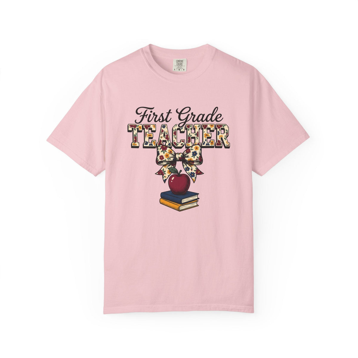 Apple Books Bow Shirt Teacher School Unisex Gift Floral Tee product image 3
