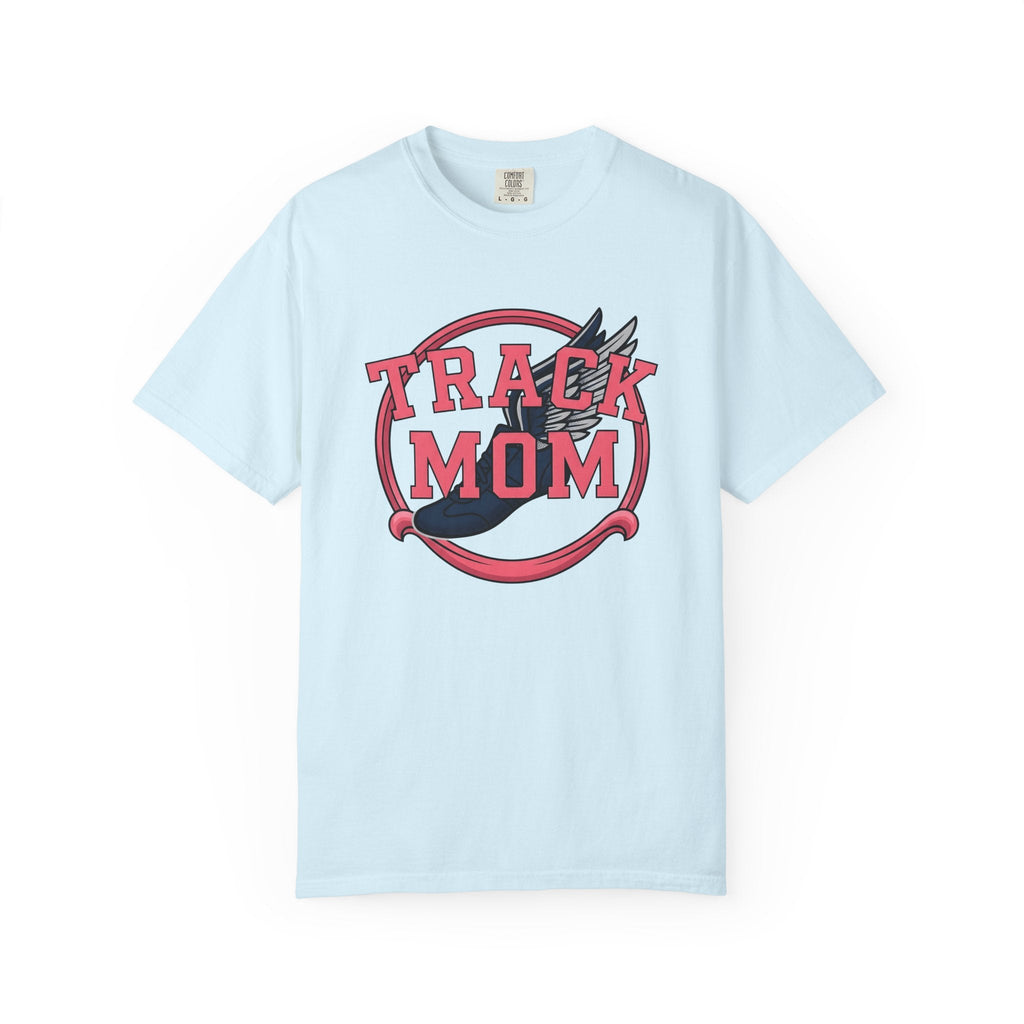 Winged Running Shoes Cartoon T-Shirt – Track Mom Fitness Design, Women Graphic Tee
