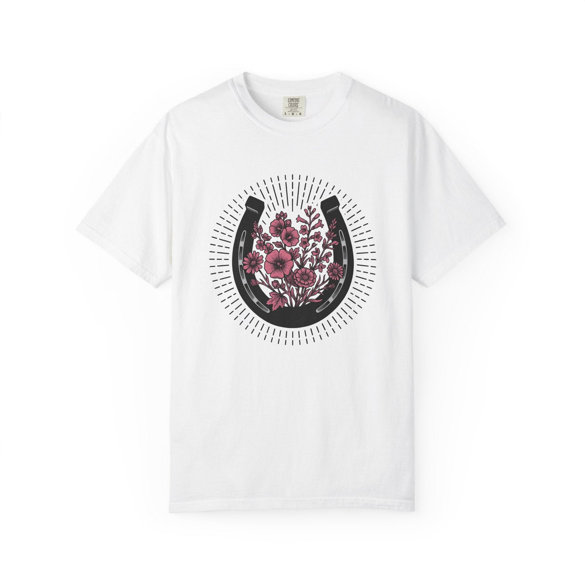 Horse Shoe Floral Shirt Cowgirl Ranch Gift for Women Folk Tee Horseshoe T-Shirt