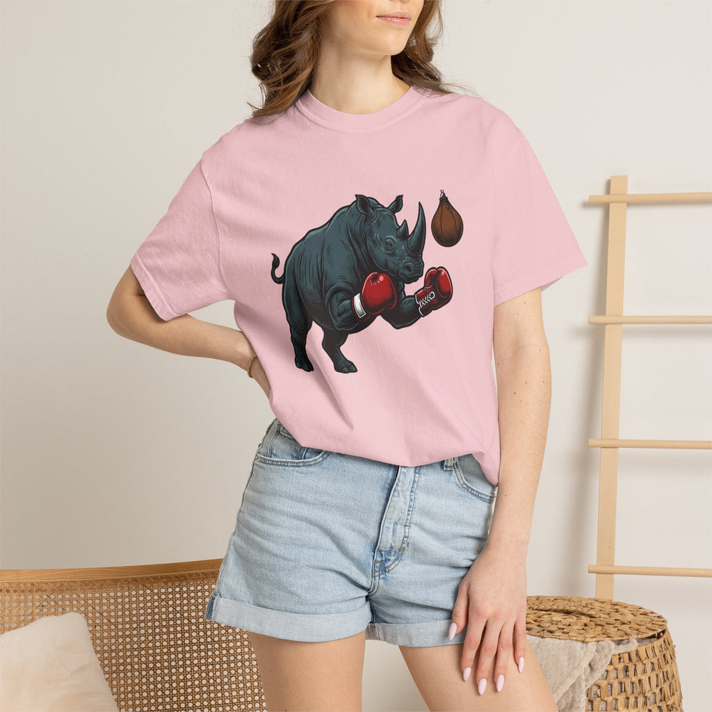 Rhino Fighter Shirt Sports Fauna Unisex Gift Distressed Tee Rhinoceros T-Shirt