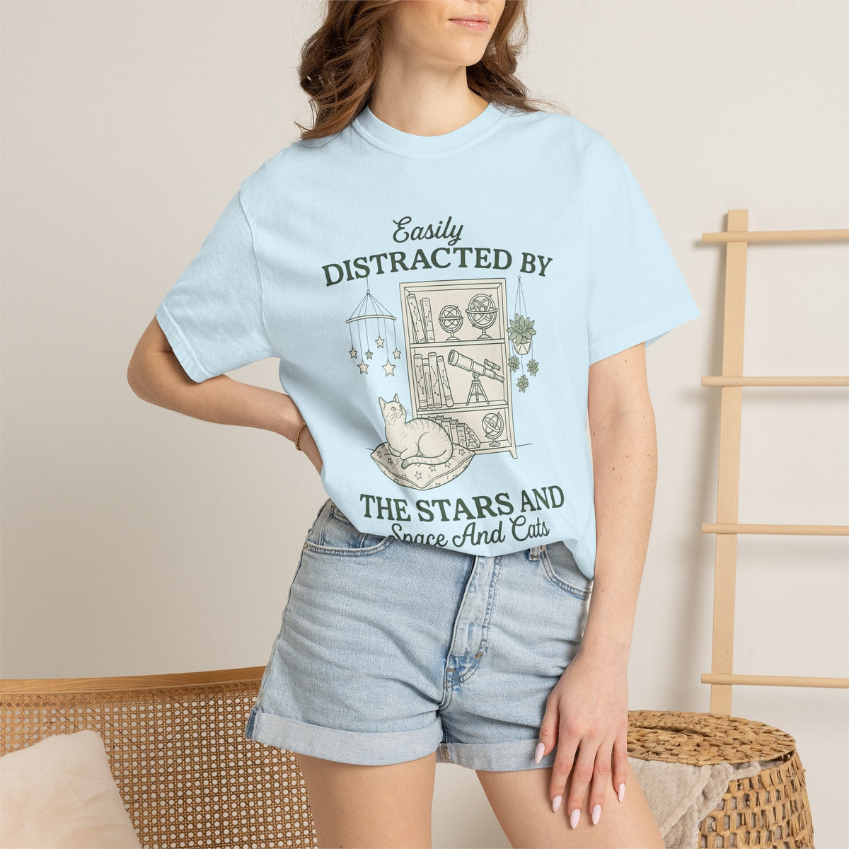 Kitten Shelf Shirt Cat Space Unisex Gift Outline Tee product image 9