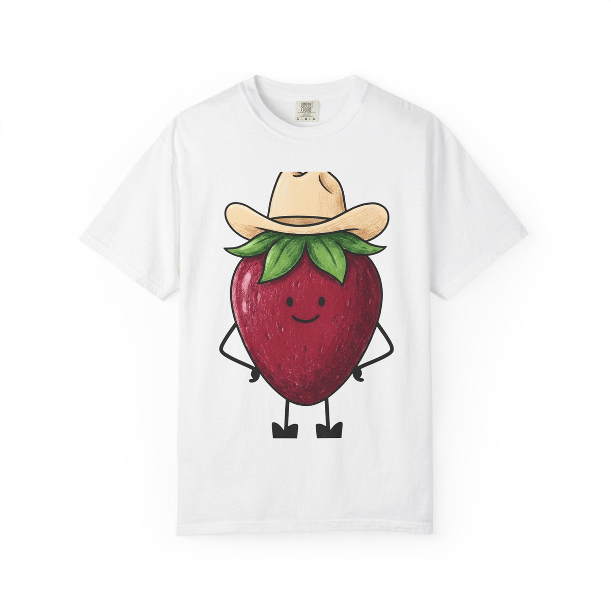 Strawberry Cowboy Shirt Cowgirl Fruit Gift Women Cartoon Tee Cowboy T-Shirt Rodeo Fan Comic Tshirt Berry Illustration Doodle Cowboy Hat