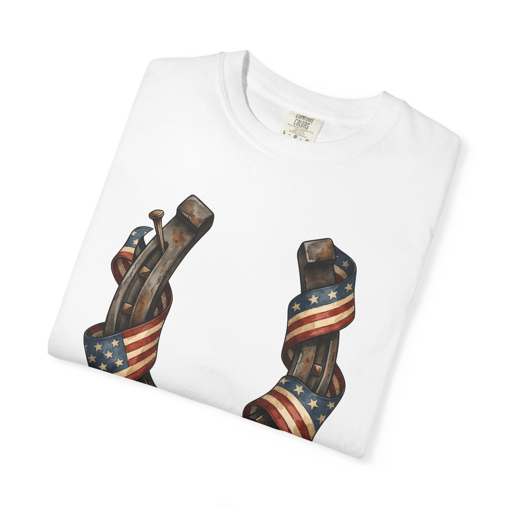 Horseshoe Flag Shirt America Patriotic Unisex Gift Rustic product image 5