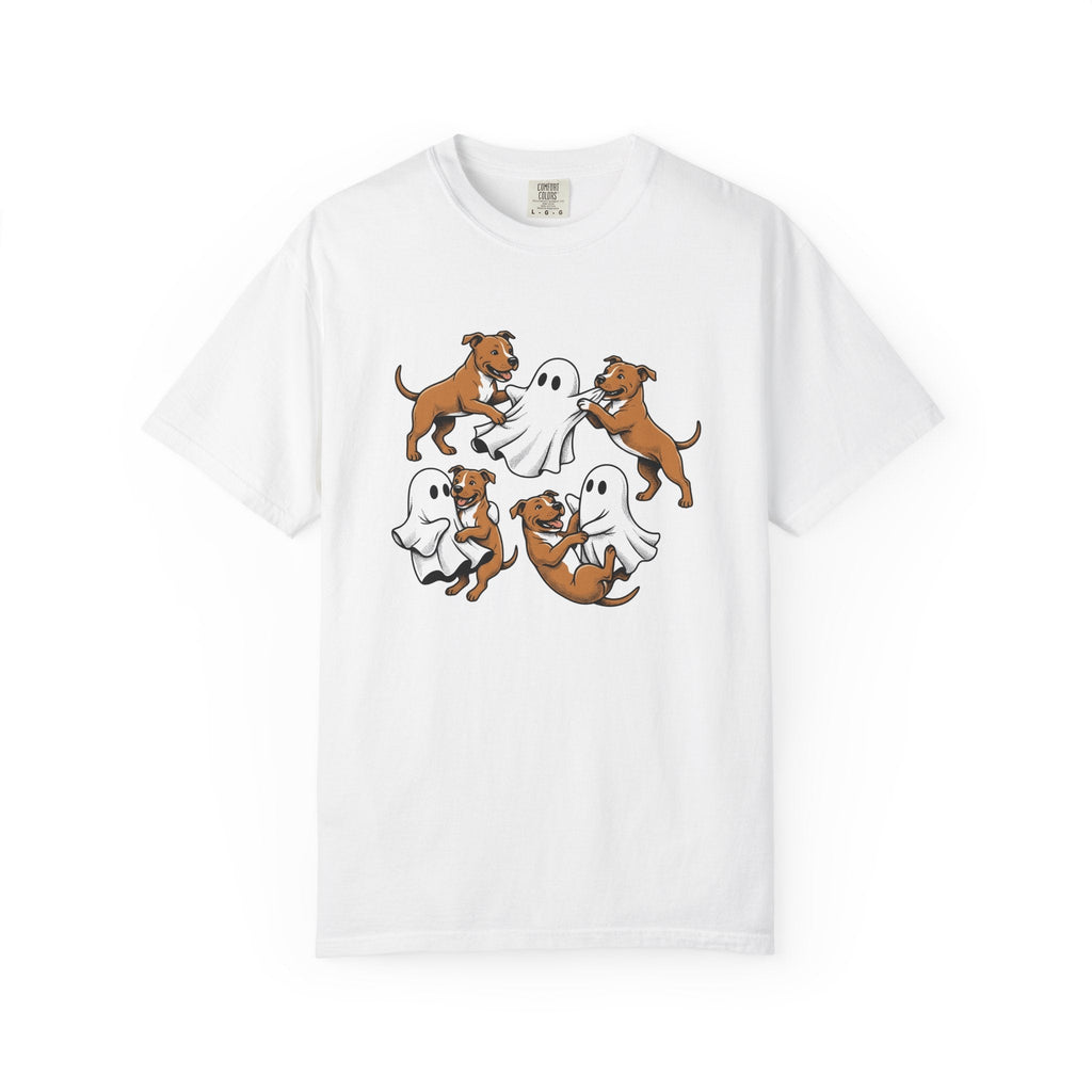 Ghost Pitbull Puppy Shirt Dog Funny Unisex Gift Comic Tee product image 1