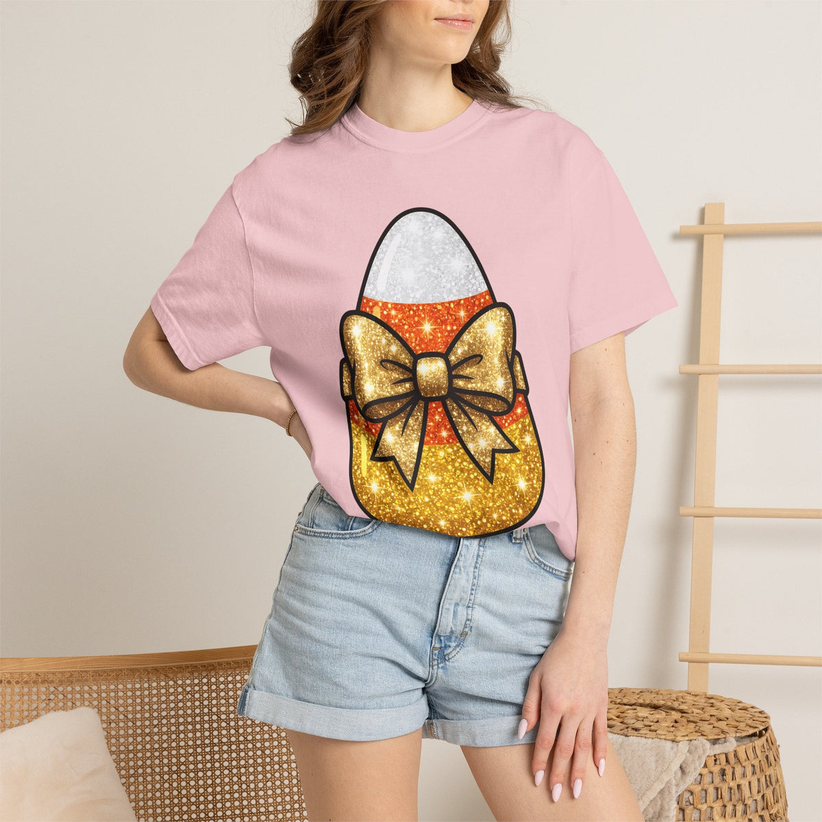 Candy Corn Shirt Halloween Treats Unisex Gift Shimmer Tee product image 13