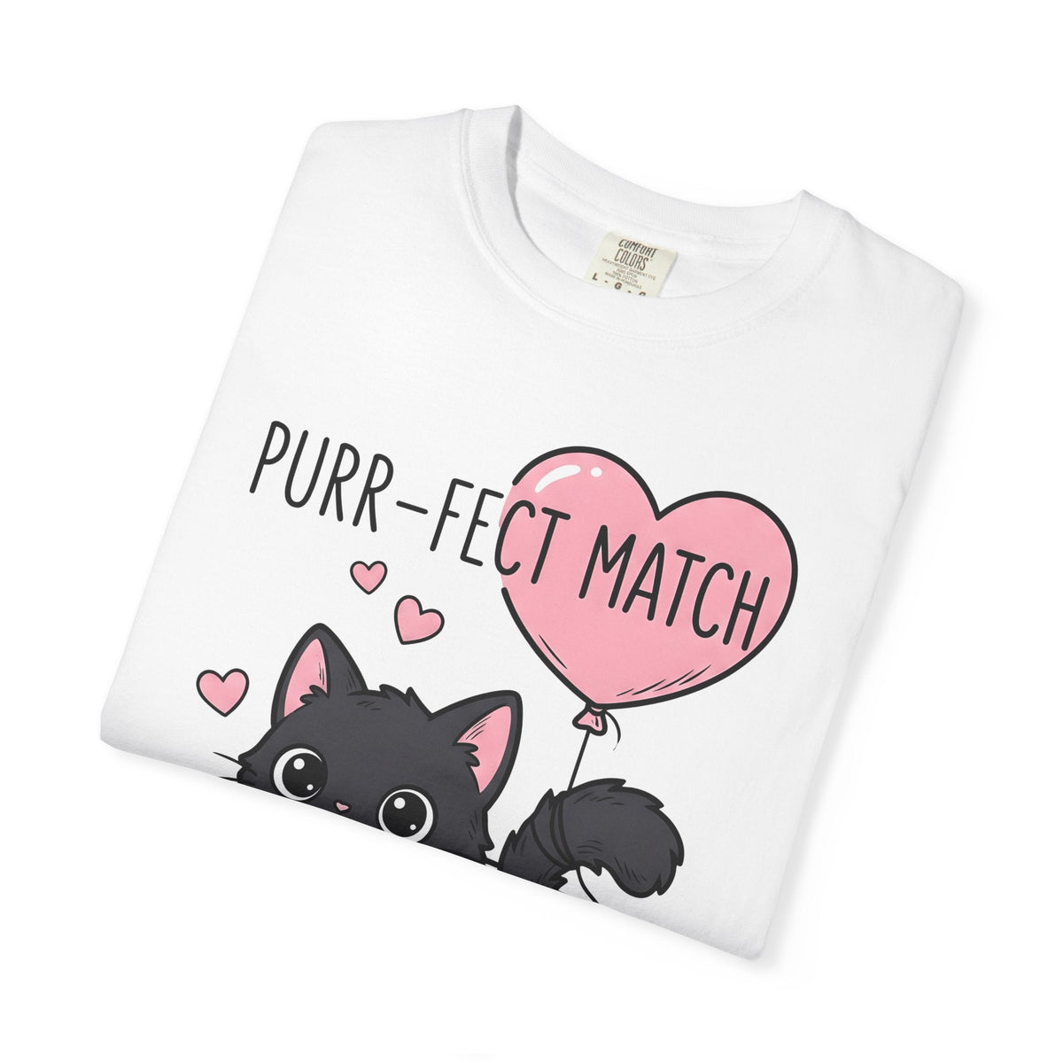 Black Cat Whimsical T-Shirt – Valentine's Day Kitty Line product image 5