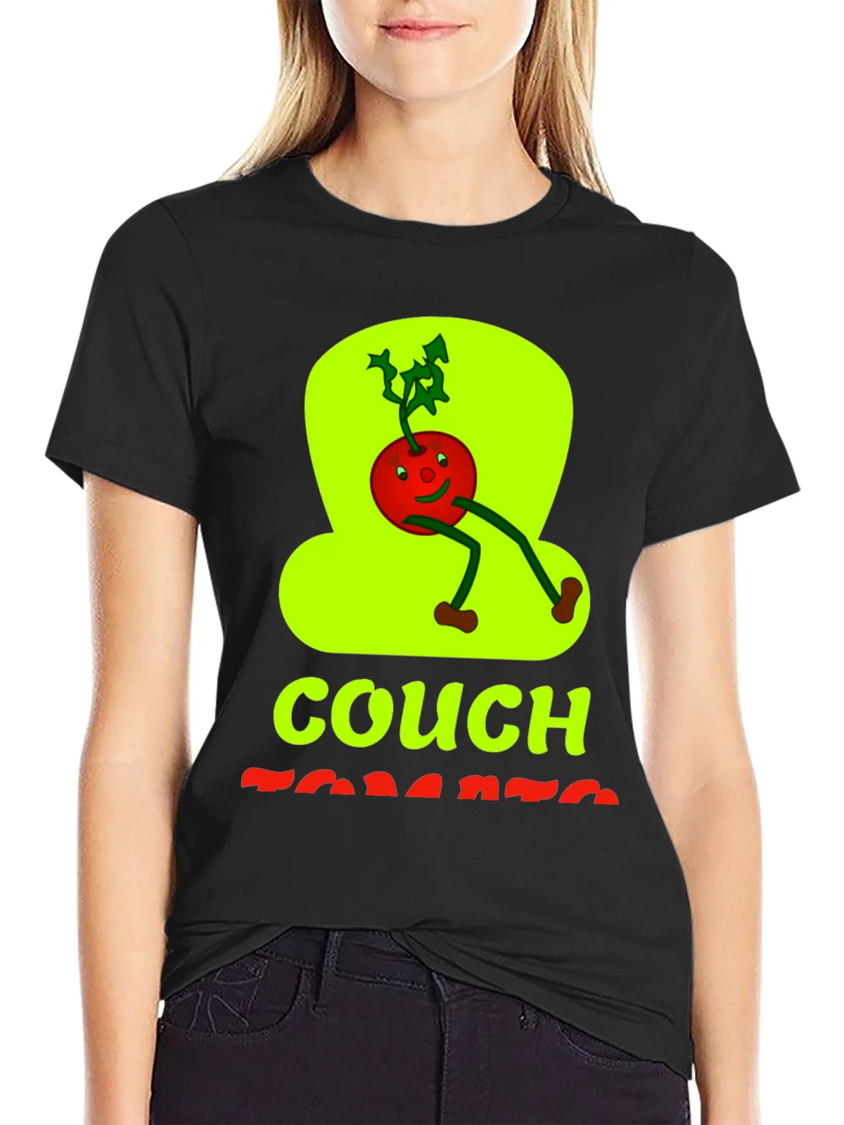 Couch Tomato Graphic Tee - Black Cotton Casual Wear product image 2