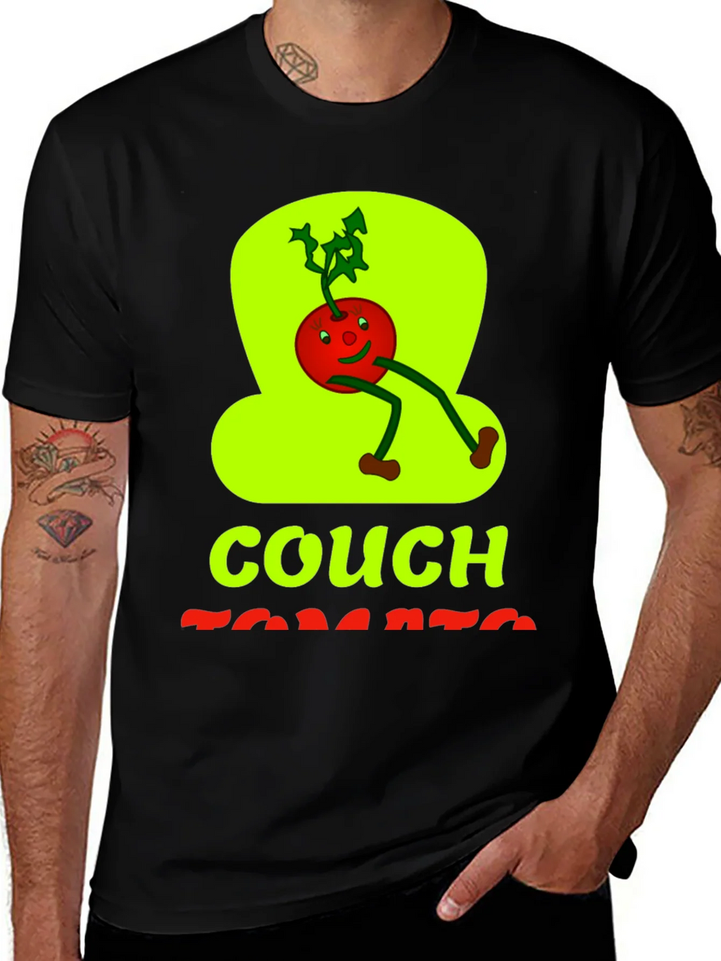 Couch Tomato Graphic Tee - Black Cotton Casual Wear product image 1