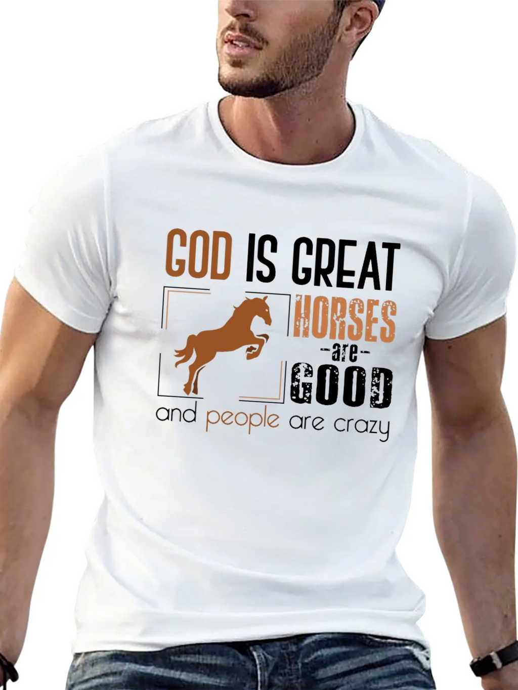 God Is Great Horses Are Good Funny T-Shirt product image 8