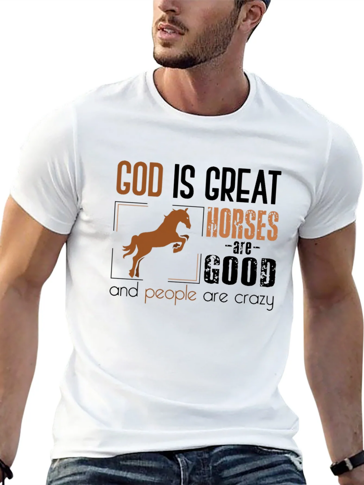God Is Great Horses Are Good Funny T-Shirt product image 8