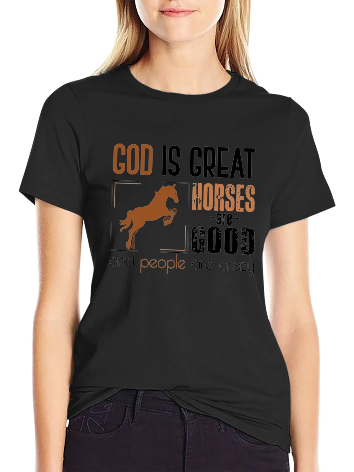 God Is Great Horses Are Good Funny T-Shirt product image 1
