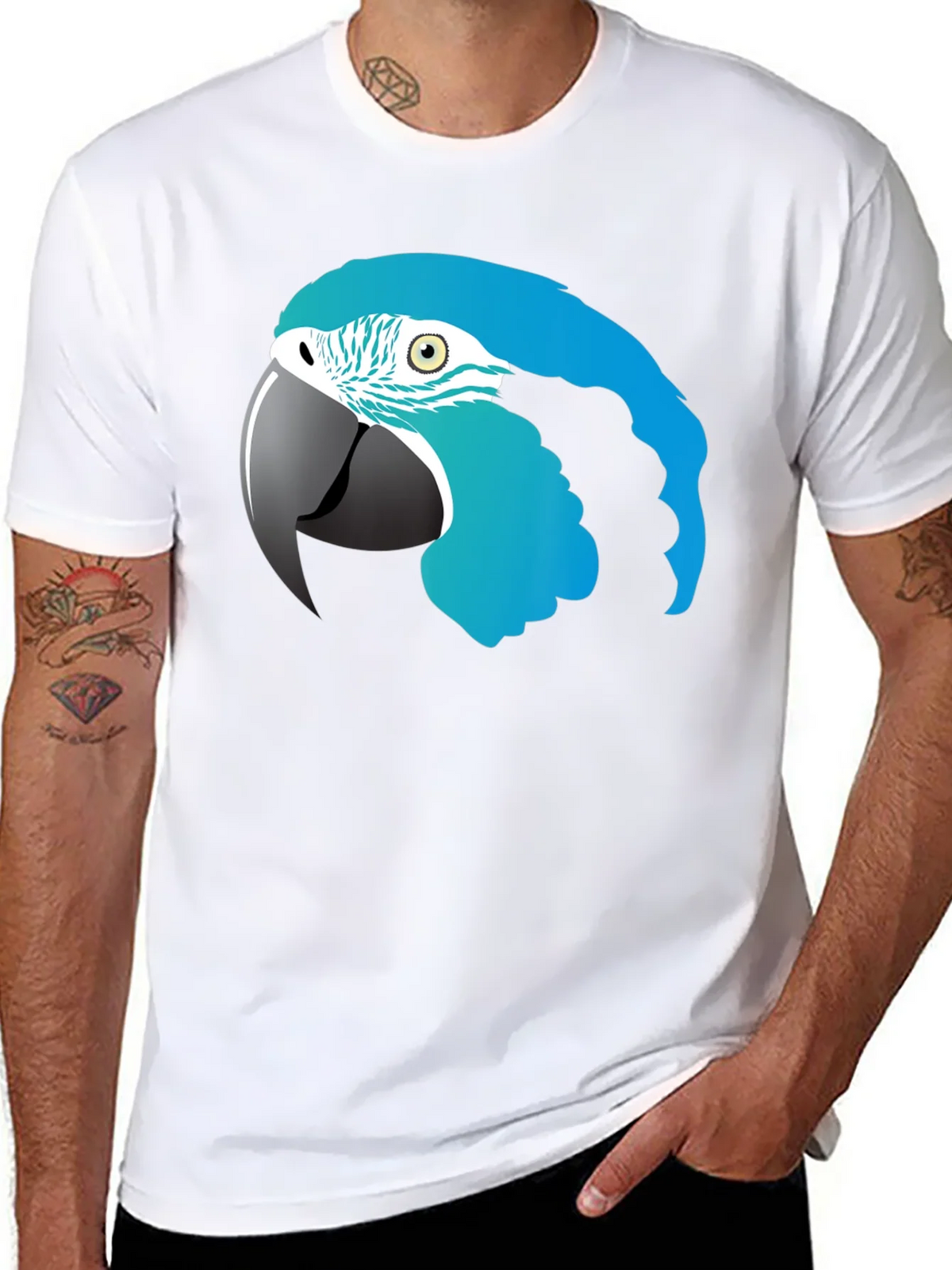 Blue Macaw Parrot Graphic T-Shirt product image 7