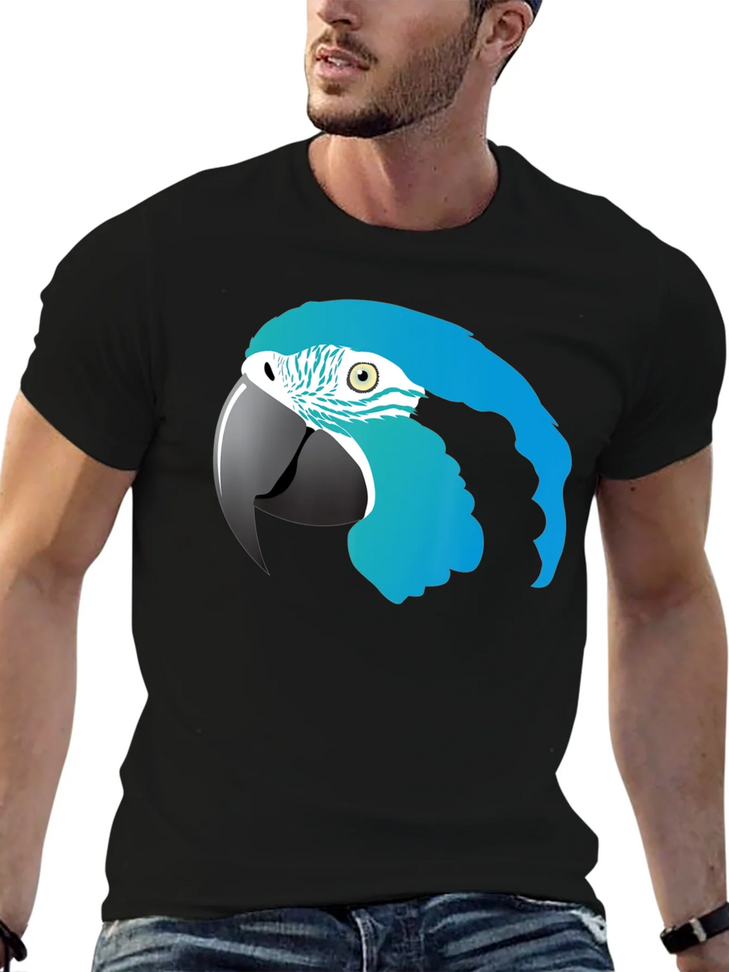 Blue Macaw Parrot Graphic T-Shirt product image 6