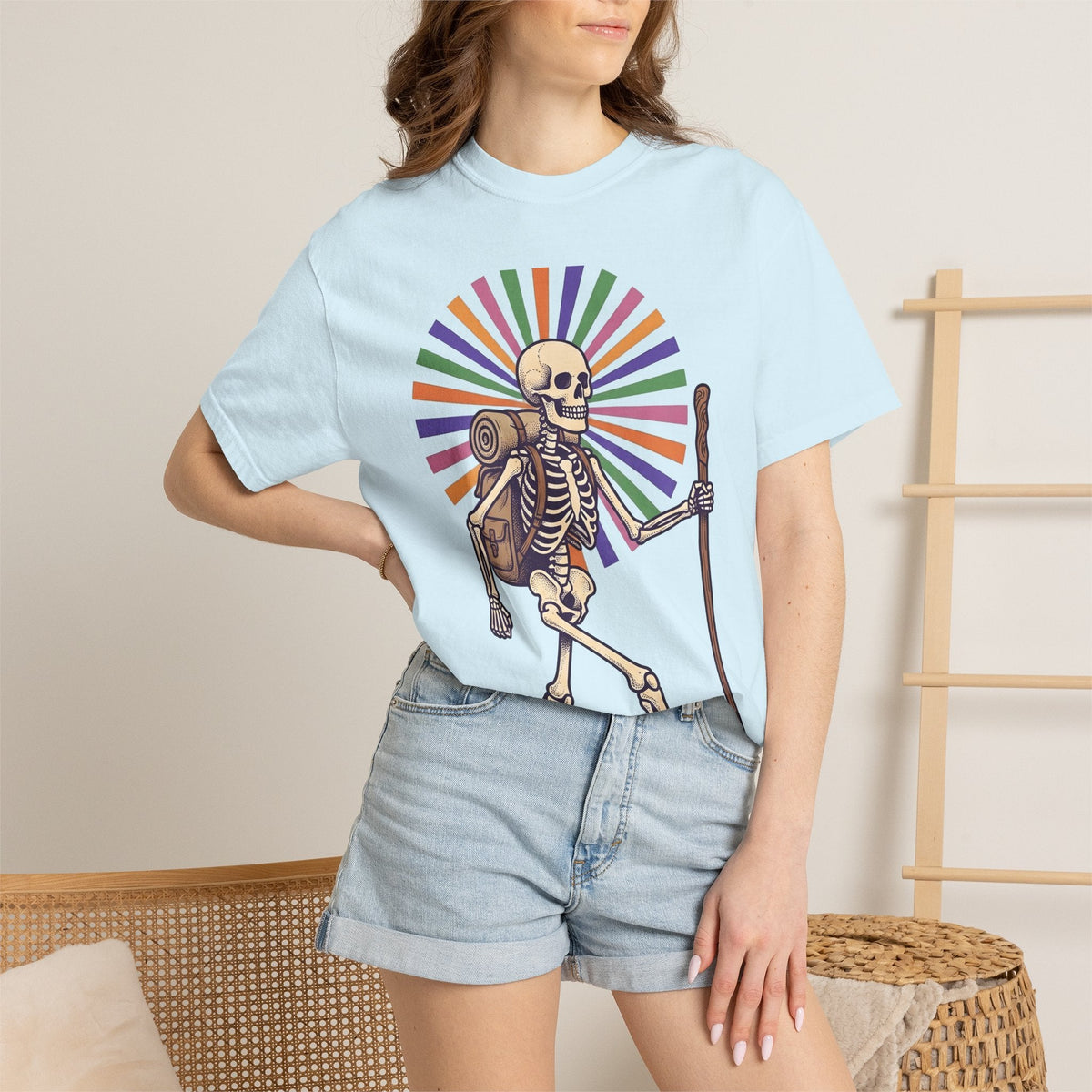 Skull Backpacker Shirt Hiking Camping Gift Women Rustic Tee product image 10