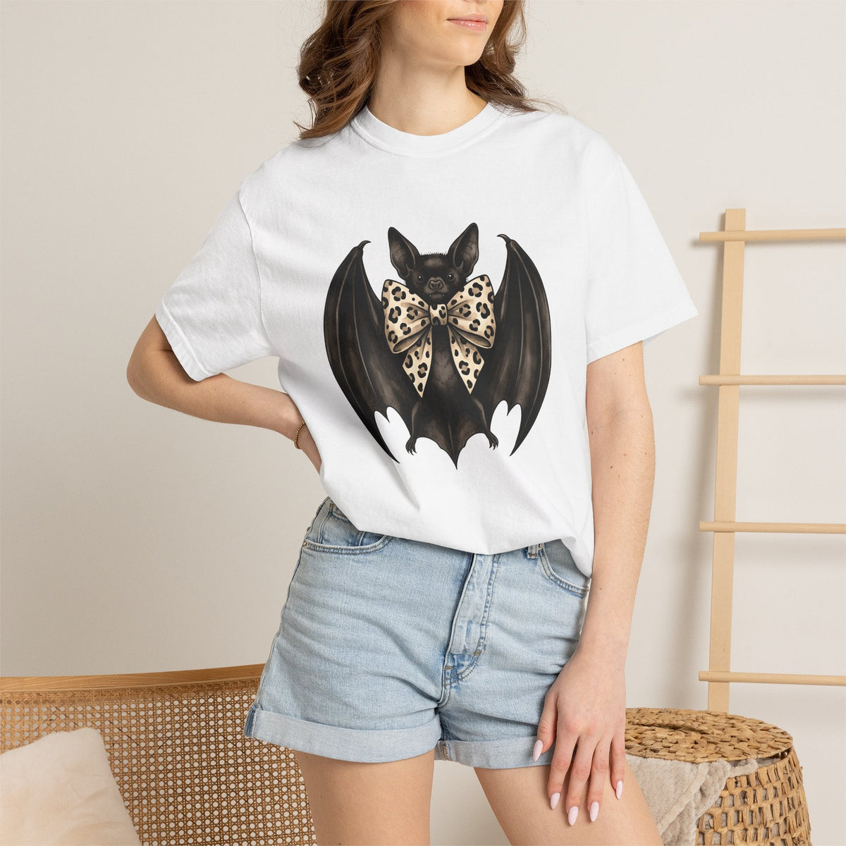 Bat Bow Tie Macabre T-Shirt – Spooky Chic Halloween Design product image 6