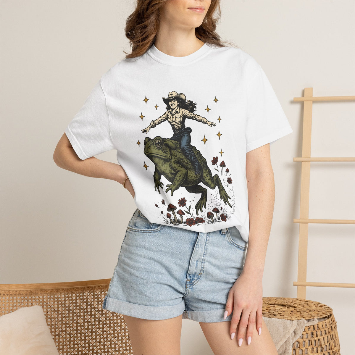 Cowgirl Riding Frog Shirt Western Gift for Women Vintage product image 6