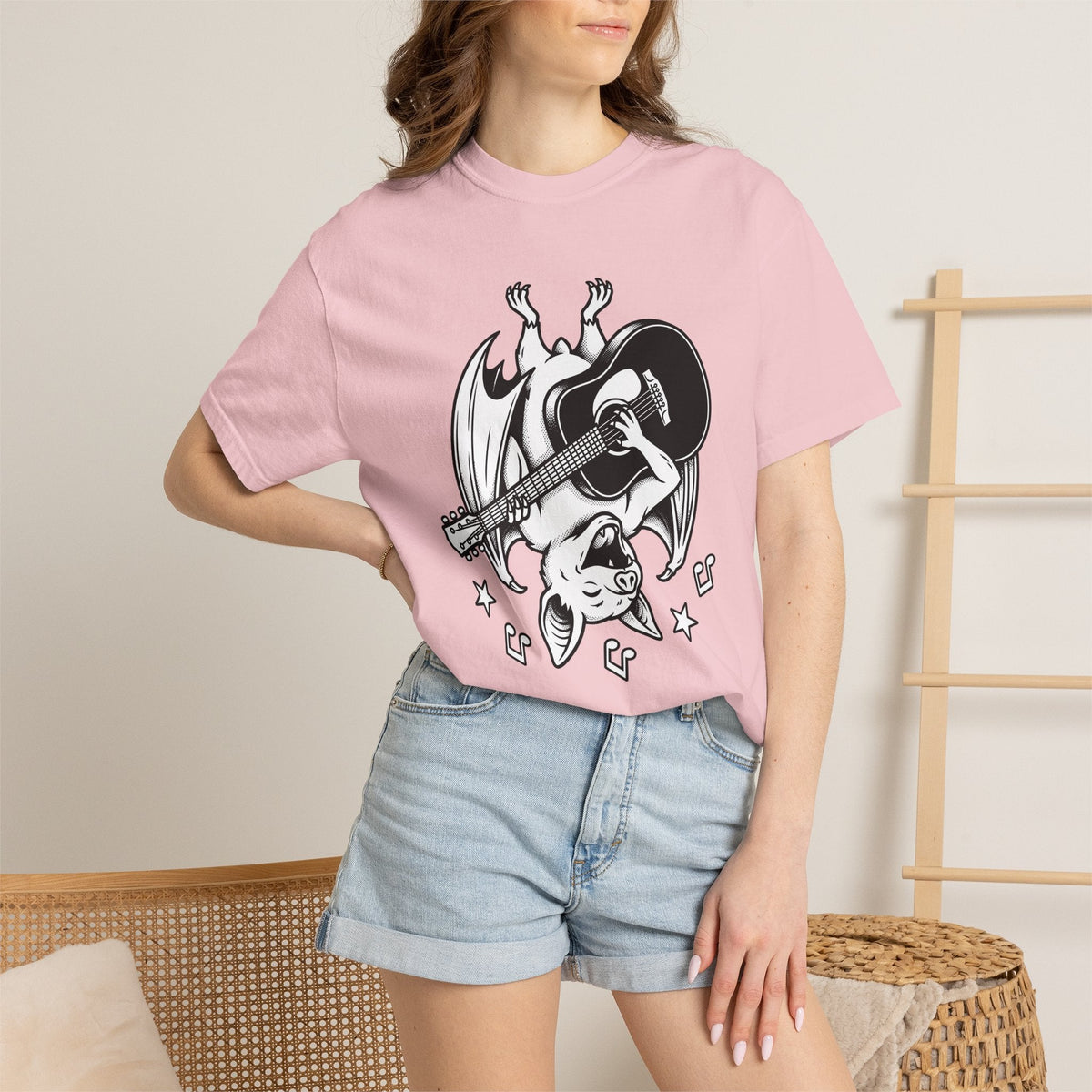 Bat Guitar Shirt Funny Nature Gift Women Illustration Tee product image 13