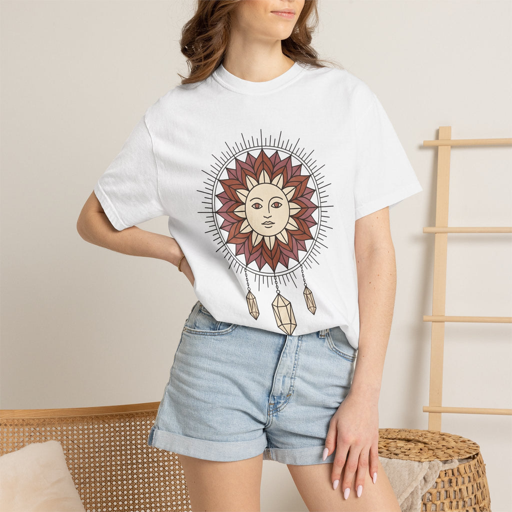 Sun Face Shirt Boho Chic Zodiac Gift Women Hand Drawn Tee product image 6