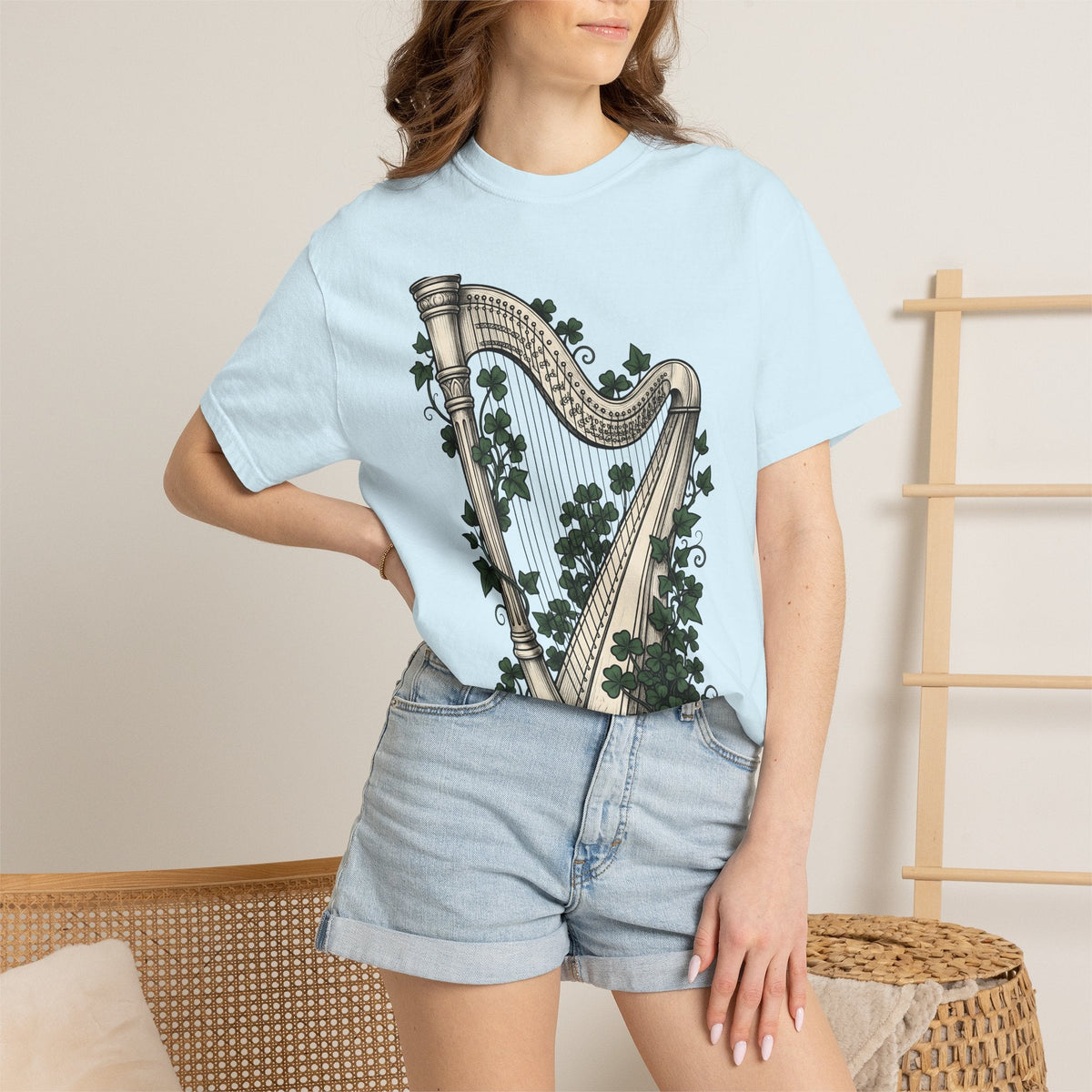 Harp Shamrock Shirt St Patrick's Day Emerald Isle Unisex product image 9