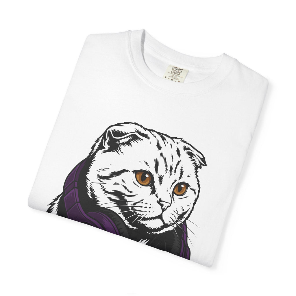 Cat Headphones Shirt Music Gift Women Bold Graphic Tee product image 5