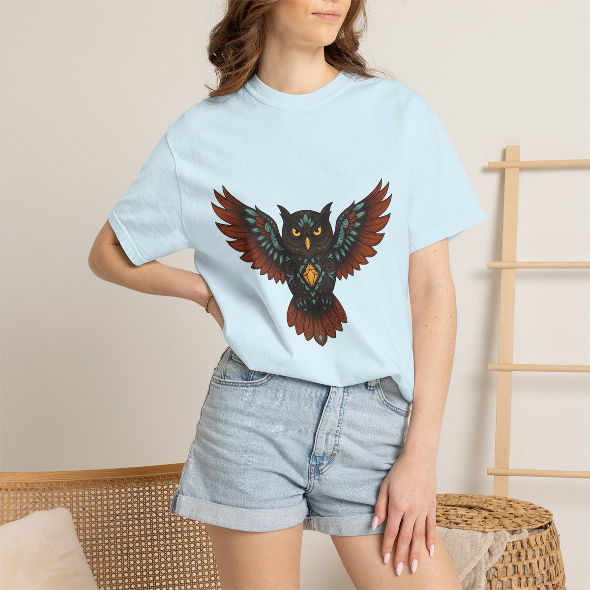 Owl Illustration Shirt Boho Chic Wildlife Unisex Gift product image 9