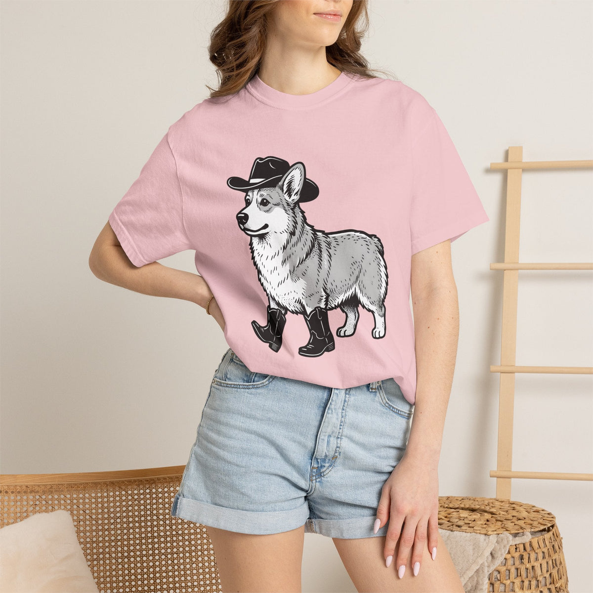 Corgi Pet Shirt Cowgirl Animal Gift for Women Cartoon Tee product image 12