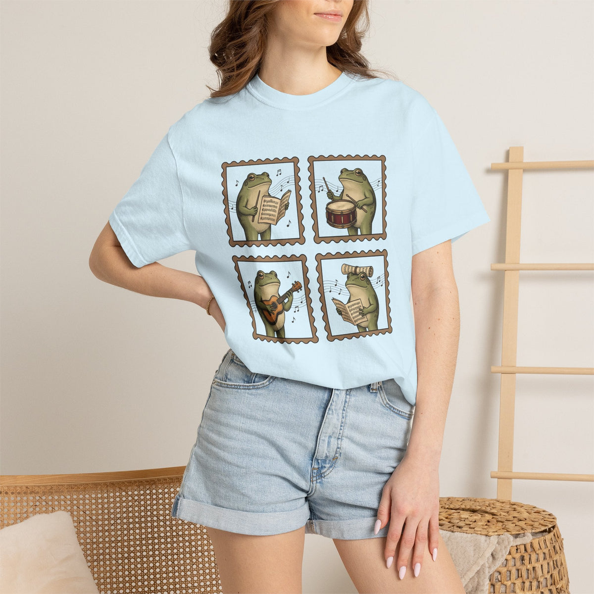 Frog Players Shirt Music Critters Unisex Gift Sketch Tee product image 9