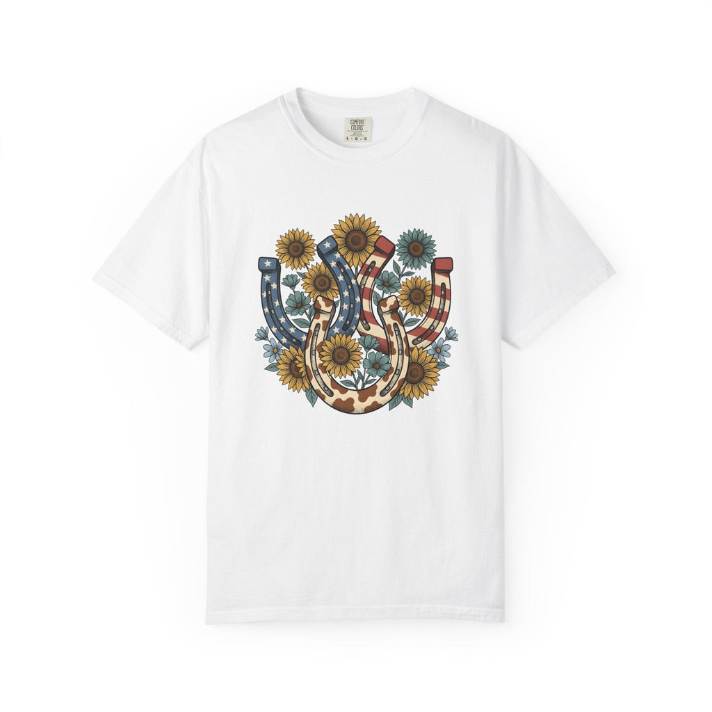 Horseshoe Sunflower Shirt America Frontier Unisex Gift Folk product image 1