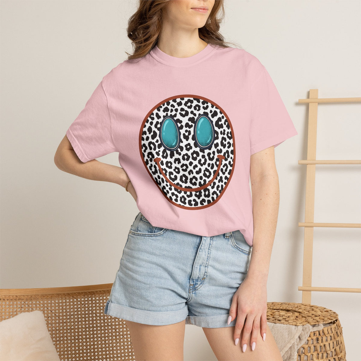 Leopard Print Smiley Face Shirt Animal Boho Unisex Gift product image 12
