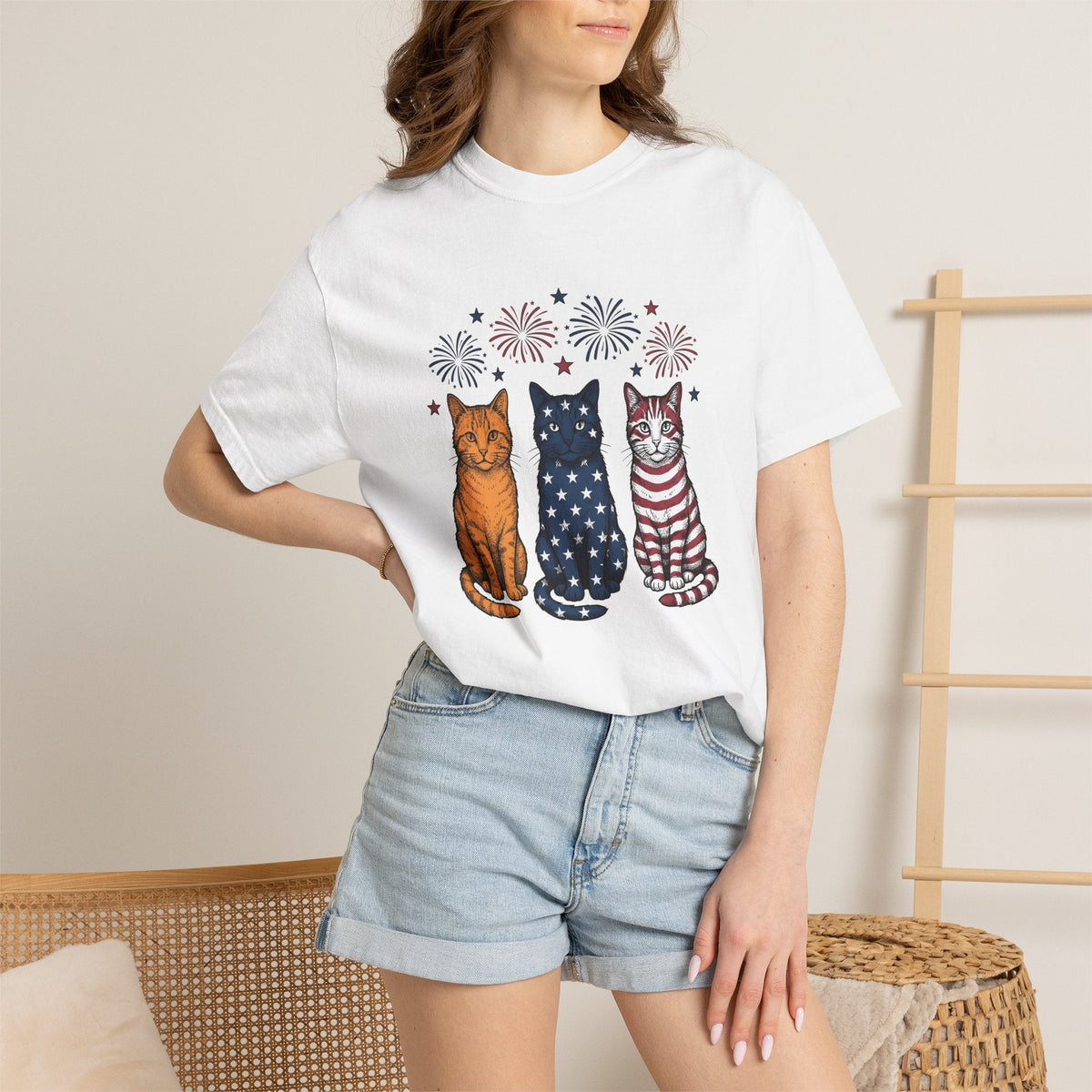 American Cats Sketch T-Shirt – 4th of July Kitten Lover product image 6