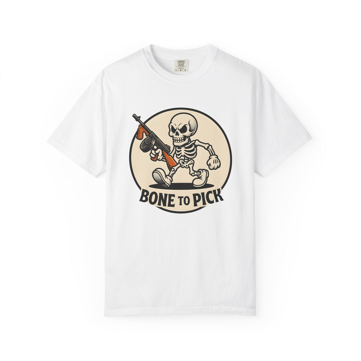 Skull Mobster Comic T-Shirt – Halloween Gangster Bones product image 1